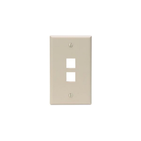 LEVITON 2-Port Wallplate Unloaded, 1-Gang Use W/Snap-In Modules, Quickport IY 41080-2IP